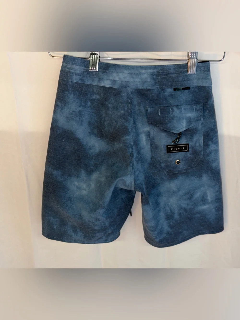 VISSLA Kids Blue Tie-Dye Swim Trunks with Patch Logo
